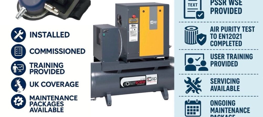 Full, Installed, Commissioned Screw Compressor & Supplid Air Respirator Setup For Sale